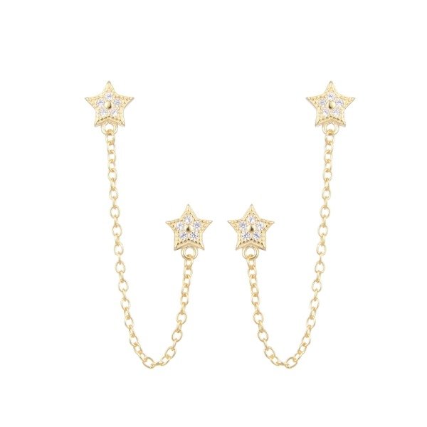 Producto - aros pasante cadena estrella gold