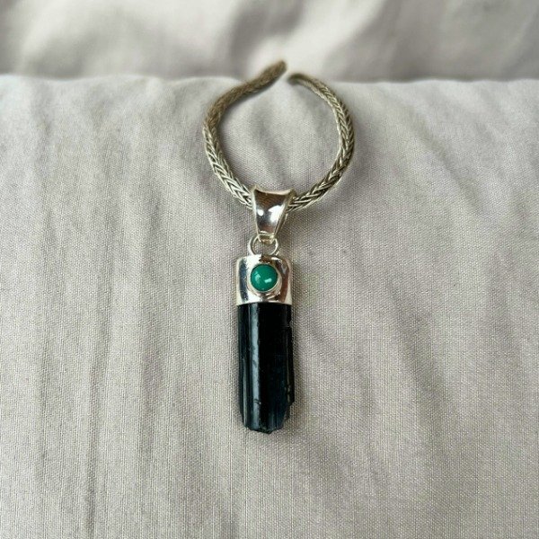 Producto - DIJE TURMALINA NEGRA Y TURQUESA