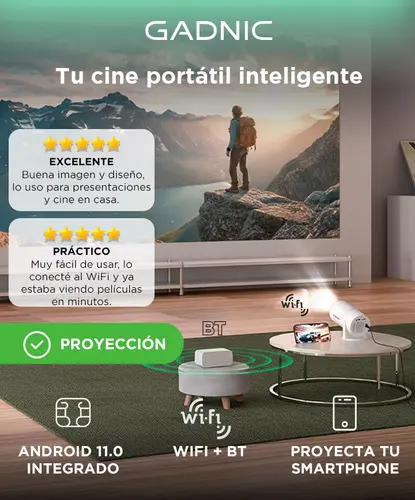 Producto - Mini Proyector 4500 LM Smart Wifi/BT 5.0 -Android 11 -HDMI/USB -control remoto - - 1