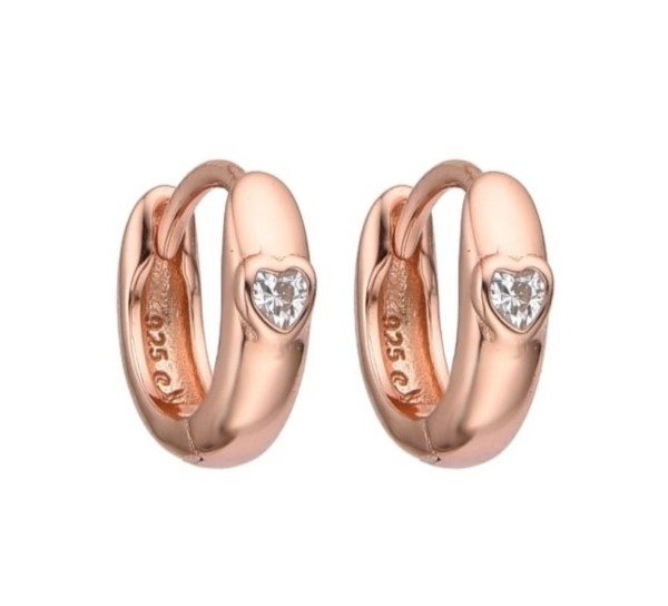 Producto - Minis Argollitas Cubic Corazon Plata 925 Rose