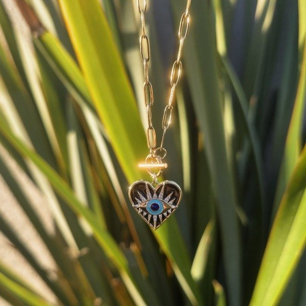 Producto - Conjunto Ac.Dorado cadena forcet con dije ojito protector