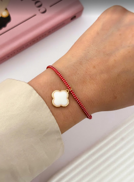 Producto - Pulsera regulable trebol blanca 712