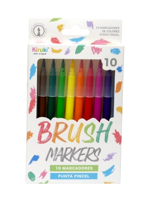 Producto - Marcadores Kiruki Brush Punta Pincel X10 Colores