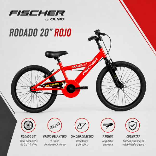 Producto - BICICLETAS FISCHER by OLMO - RODADO 20 NENE ROJO