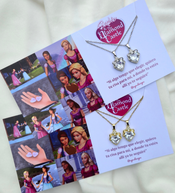 Producto - Par de collares barbie y el castillo de diamante (acero quirurgico)