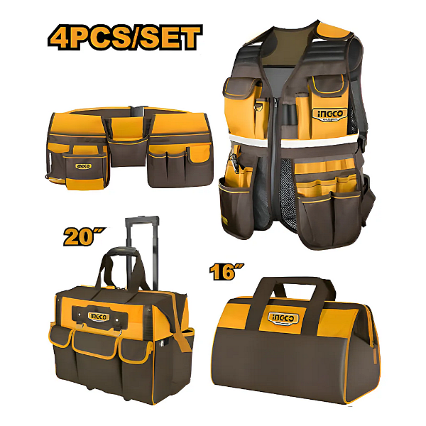 Producto - Kit Bolso Herramientas + Maletín + Chaleco + Cinturón - INGCO - COS230910