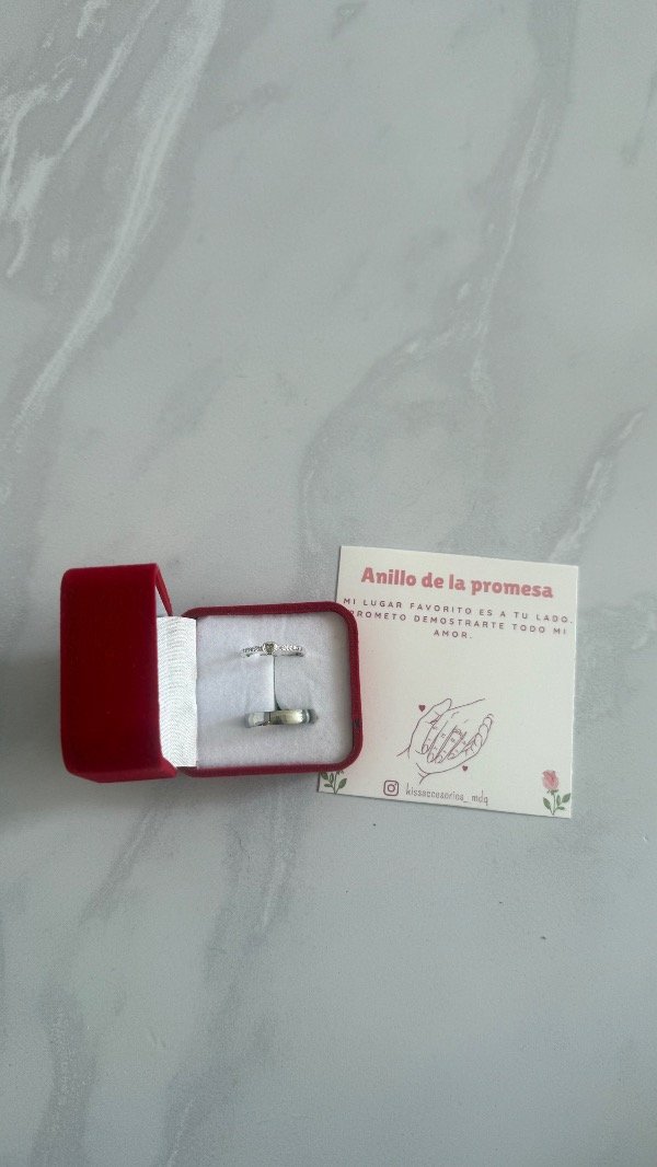 Producto - Caja de anillos de la promesa con corazón chico y alianza