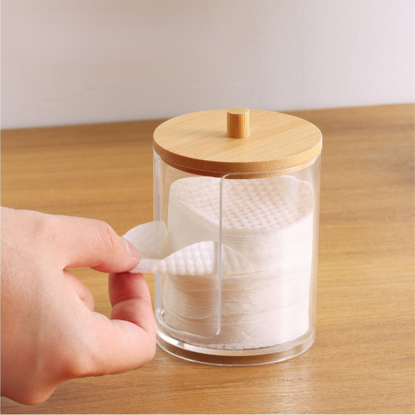 Producto - Organizador acrílico con tapa bambú- BAJO