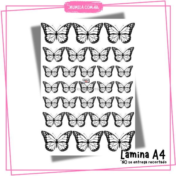 Producto - Mariposas comestibles M012 Lámina mariposas blanca
