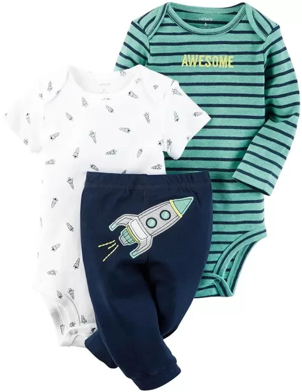 Producto - Trio Bebe con Dos Bodies Cohete Azul y Verde