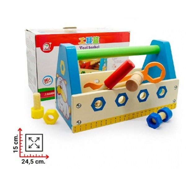 Producto - CAJA DE HERRAMIENTAS DE MADERA  SET DE CONSTRUCCIÓN DIDÁCTICO INFANTIL