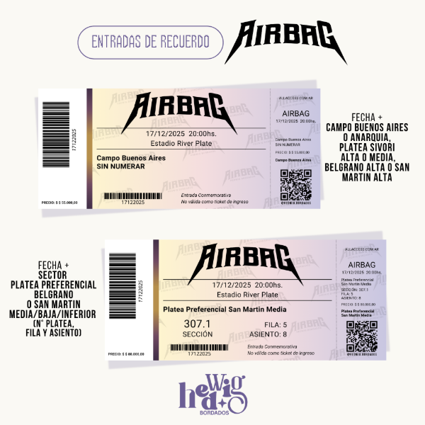 Producto - Entradas de recuerdo 14x6 SIMIL REALES - AIRBAG River