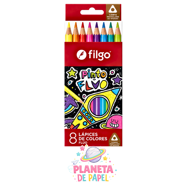 Producto - Lápiz color largo x 8 flúo FILGO