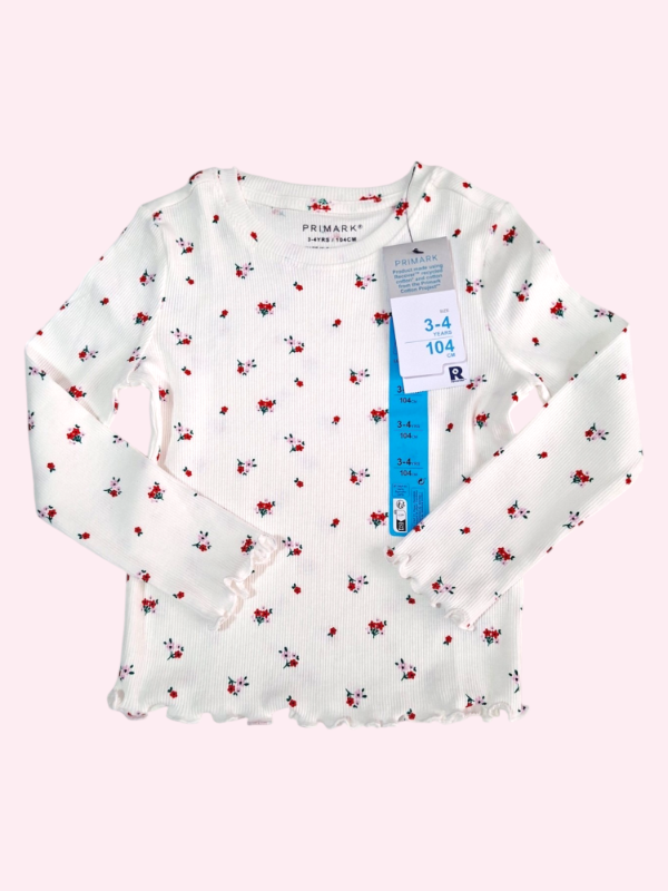 Producto - Remera manga larga morley blanca con flores Primark 3/4 años NUEVO