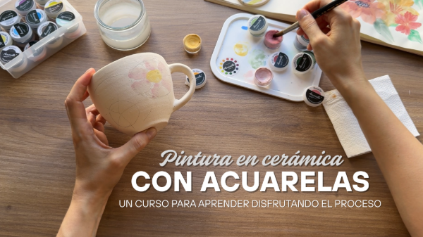 Producto - Combo Curso de pintura en cerámica + Paleta de acuarelas + Pincel