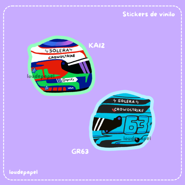 Producto - Mini Cascos - Russell y Antonelli - Sticker de vinilo