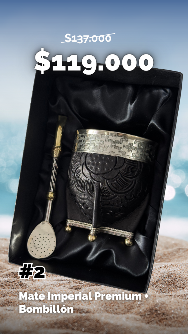 Producto - COMBO MATE IMPERIAL PREMIUM PERSONALIZADO + BOMBILLON ALPACA + CAJA