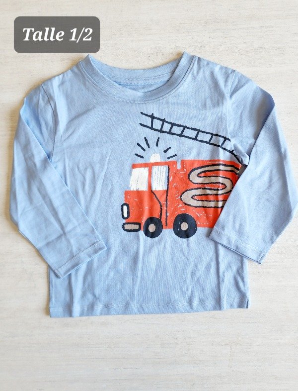 Remera manga larga HyM talle 1/2  auto celeste