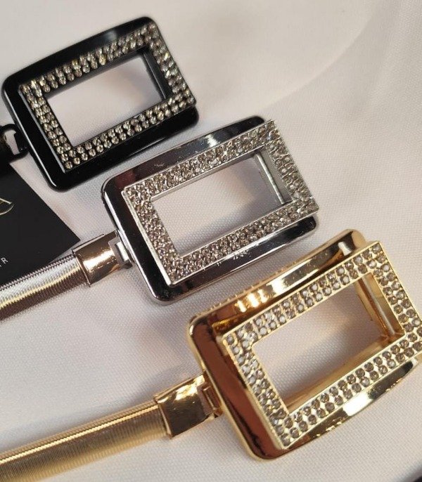 Producto - Cintos Caderines Elastizados Con Strass Hebilla Cuadros