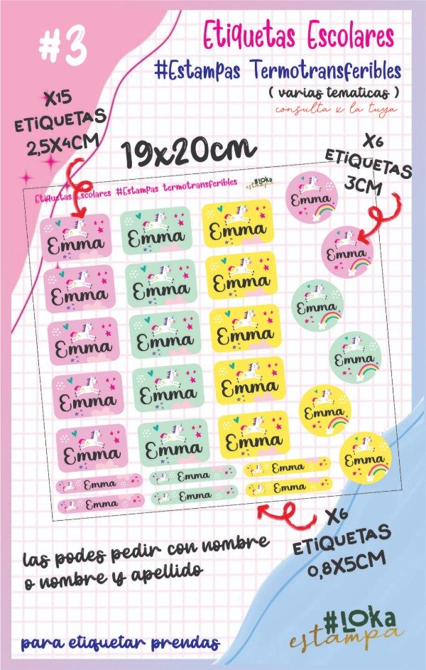 Producto - ESCOLARES #3 Estampa Termotransferible 19x20cm