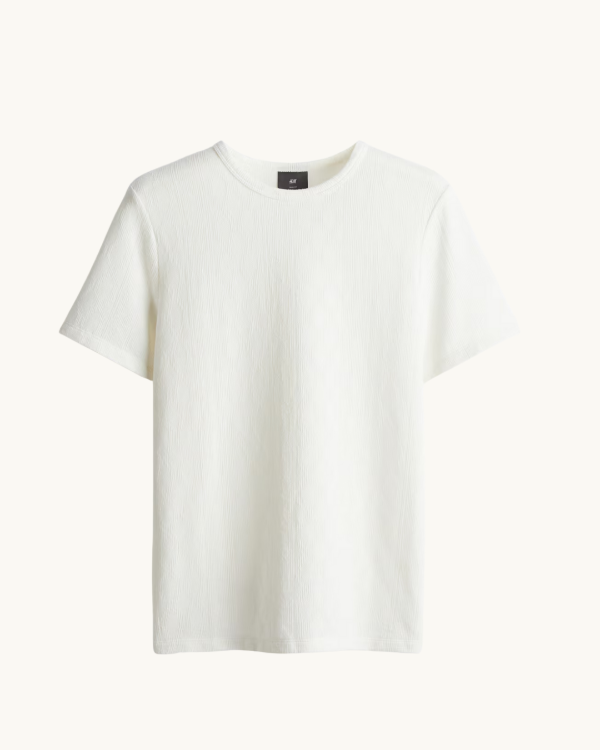 Producto - HYM Remera Hombre Slim Fit blanca con textura