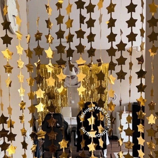 Producto - Cortinas estrellas dorado