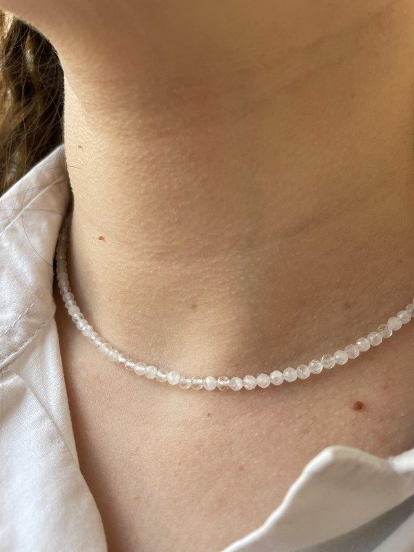 Producto - Collar facetado cuarzo blanco