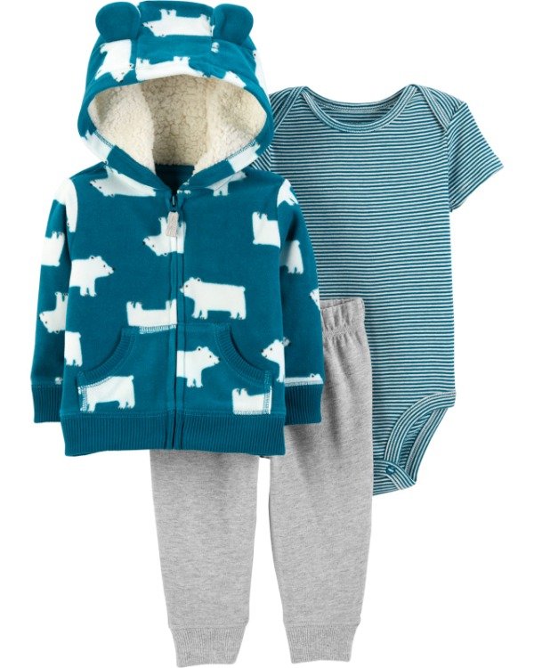 Producto - Carter's Set 3 Piezas Campera Sherpa de oso polar, Body y Pantalón