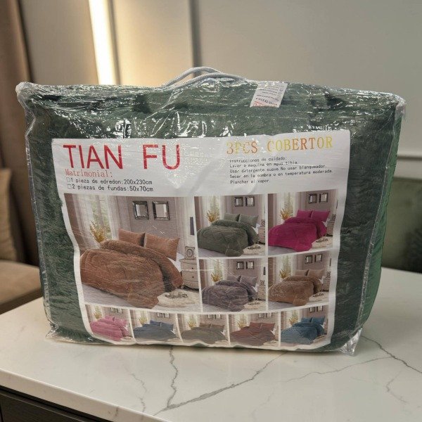 Producto - ACOLCHADO PIEL DE MONO TIAN FU LISO 3 PIEZAS