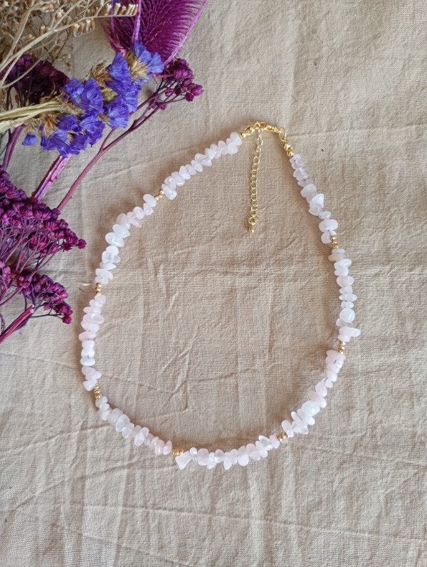 Producto - Choker cuarzo rosa y oro laminado - 1