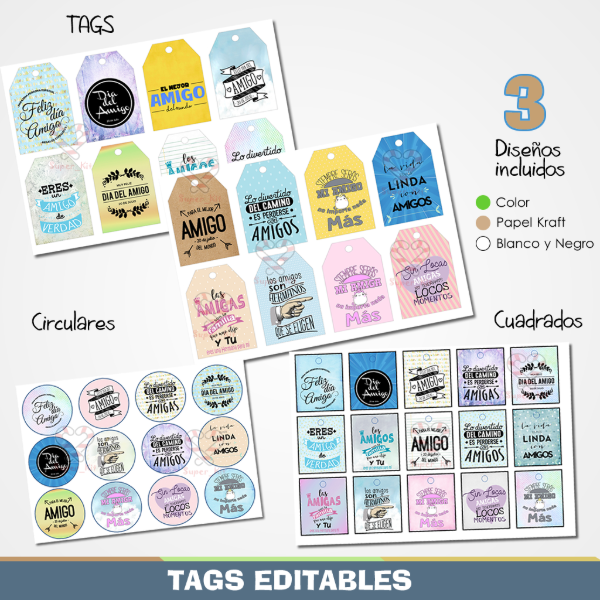 Producto - Kit Imprimible TAGS Dia Del Amigo Editable