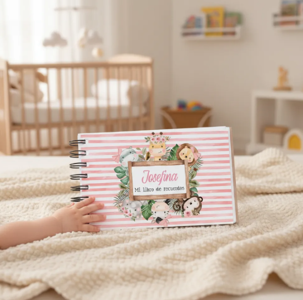 Producto - Kit Imprimible Libro Recuerdos Del Bebé Safari Rosa Selva