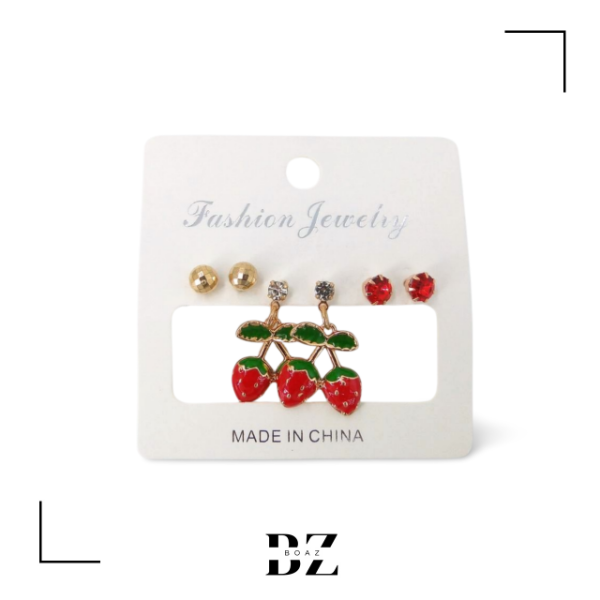 Producto - AROS X 3 PARES EN CARD CEREZA - 1994-1