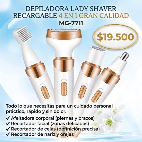 Producto - DEPILADORA LADY SHAVER RECARGABLE 4 EN 1 GRAN CALIDAD MG-7711