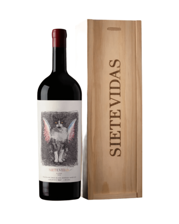 Producto - Siete Vidas Blend 2019 botella Magnum en caja de madera by 4 Gatos Locos