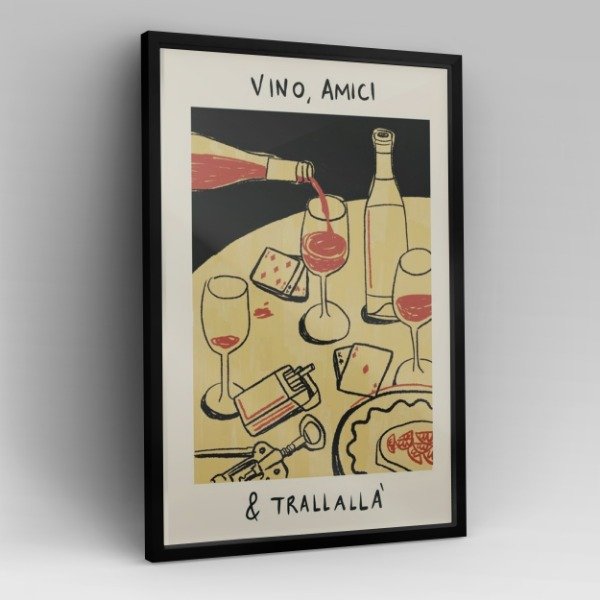 Producto - Cuadro Póster Vino, Amici y Trallallá