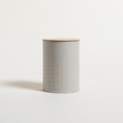 Producto - Lata TEA redonda Grey con tapa de Bambú