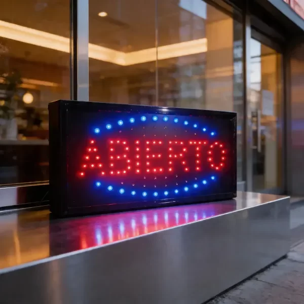Producto - Cartel Led Luminoso Abierto Directo 220v Azul Y Rojo