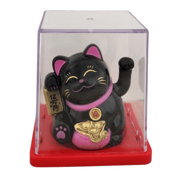 Producto - Mini Maneki Neko Solar Gato De La Fortuna Negro