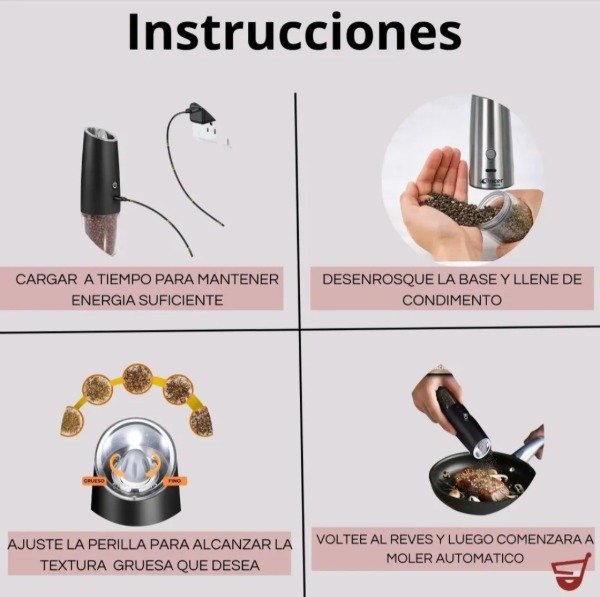 Producto - Pimentero Molinillo Automatico con luz Led Recargable USB - 2