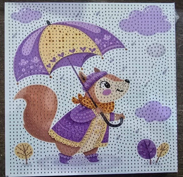 Producto - DIAMOND PAINTING 20X20 BASTIDOR M ARDILLA BAJO LA LLUVIA