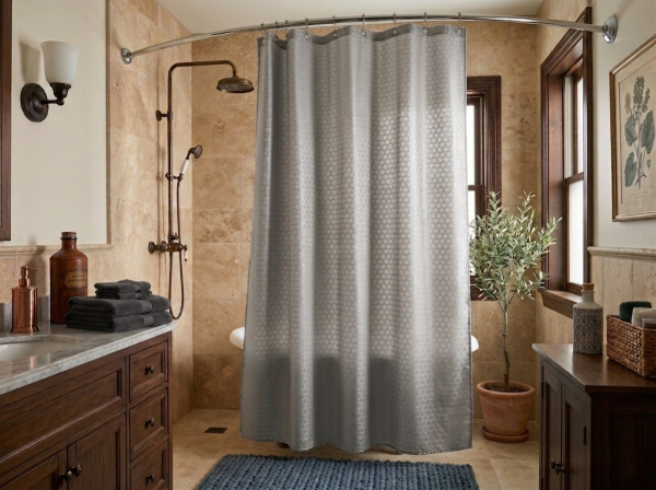 Producto - CORTINA DE BAÑO IMPERMEABLE ANTIHONGOS 3D PLATEADA