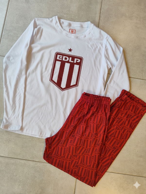 Producto - Conjunto pijama remera manga larga blanca - Estudiantes - ADULTO