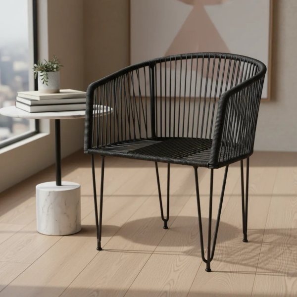 Producto - Sillón Gervasoni ( 2 unidades) en Hierro y Símil Yute - 7