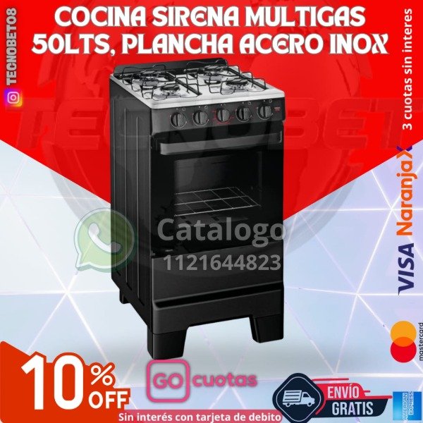 Producto - COCINA SIRENA MULTIGAS 50LTS, PLANCHA ACERO INOX