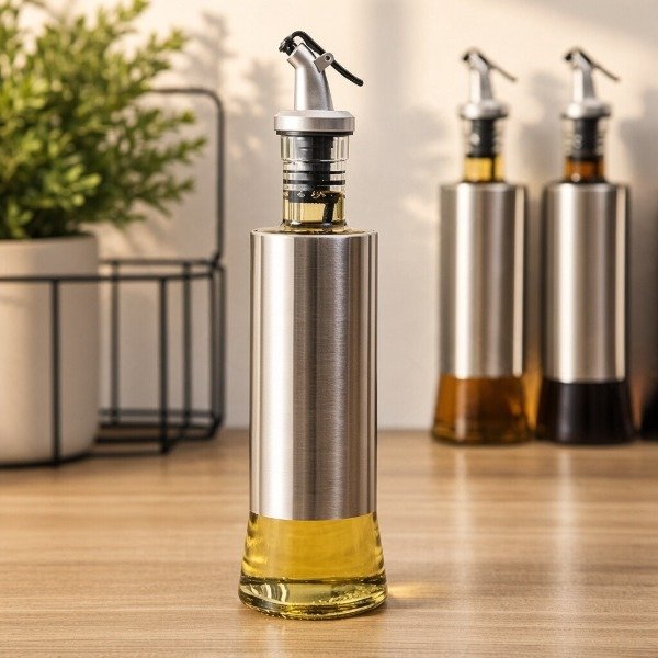 Producto - ACEITERA DE VIDRIO Y ACERO CON DOSIFICADOR 300ML