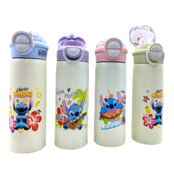 Producto - Botella Termica Acero Inoxidable 500ML Doble Pico Diseño Stitch 025B