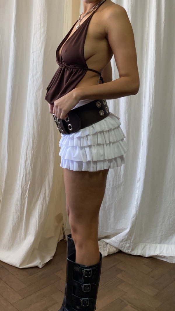 Producto - Short pollera volados blanco