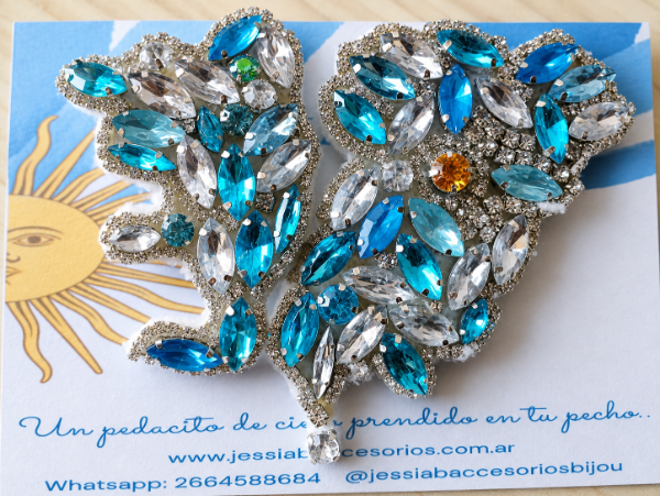 Producto - Broche prendedor aplique Malvinas celeste - 3