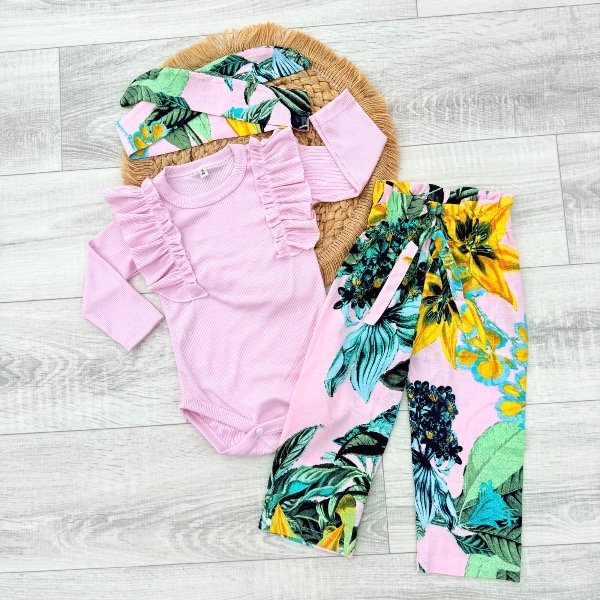 Producto - CONJUNTO ISABELLA ROSA (VINCHA + BODY + PALAZO)